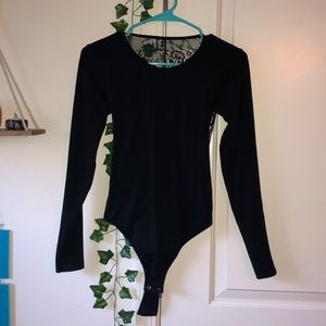 Black Open-Back Lace Bodysuit